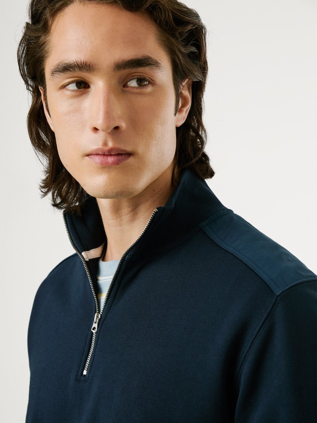 Sweatshirt de Gola Alta e Meio Fecho