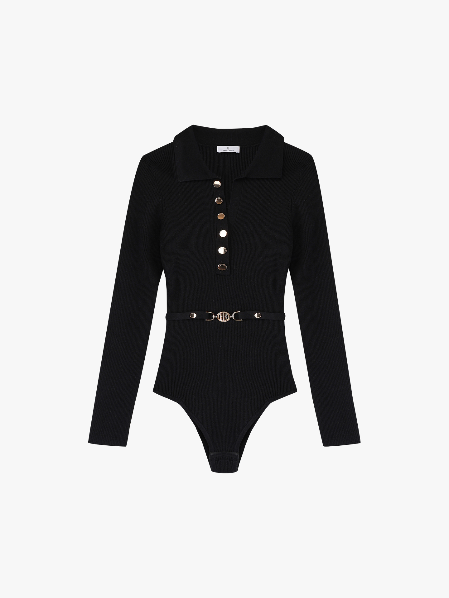 Body de Malha Canelada com Botões