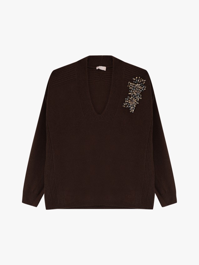 Camisola de Malha com Bordado de Joias