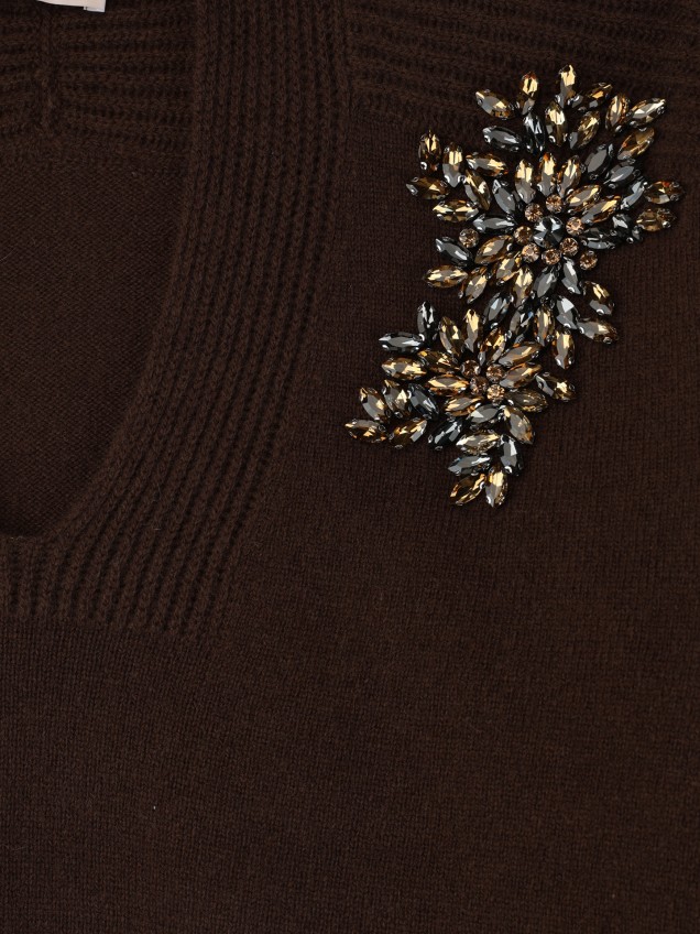 Camisola de Malha com Bordado de Joias