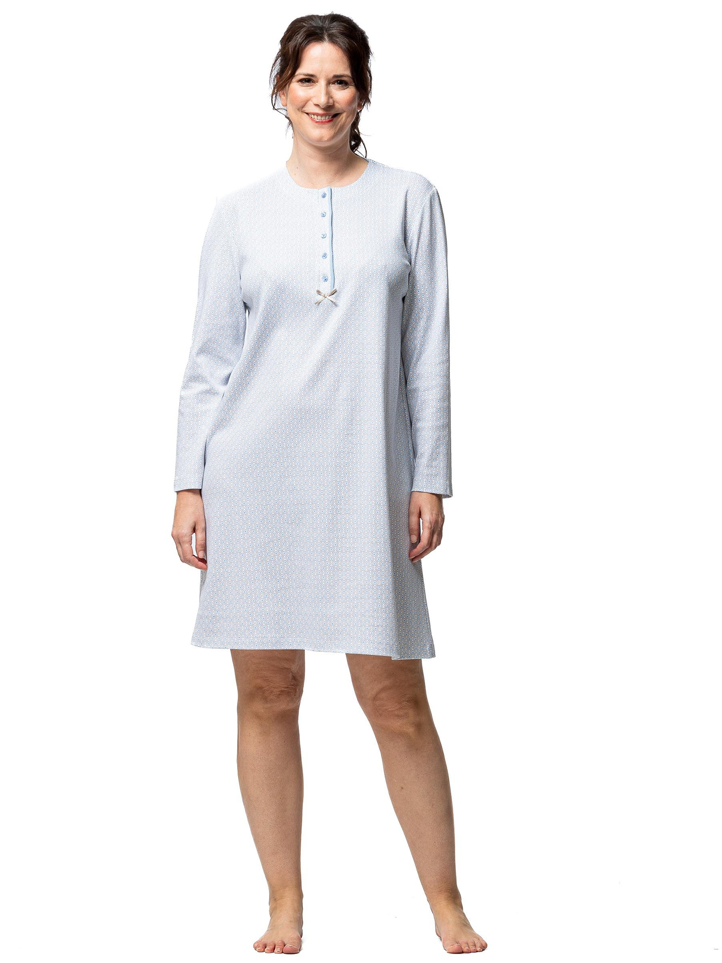 Camisola de Dormir com Decote Abotoado