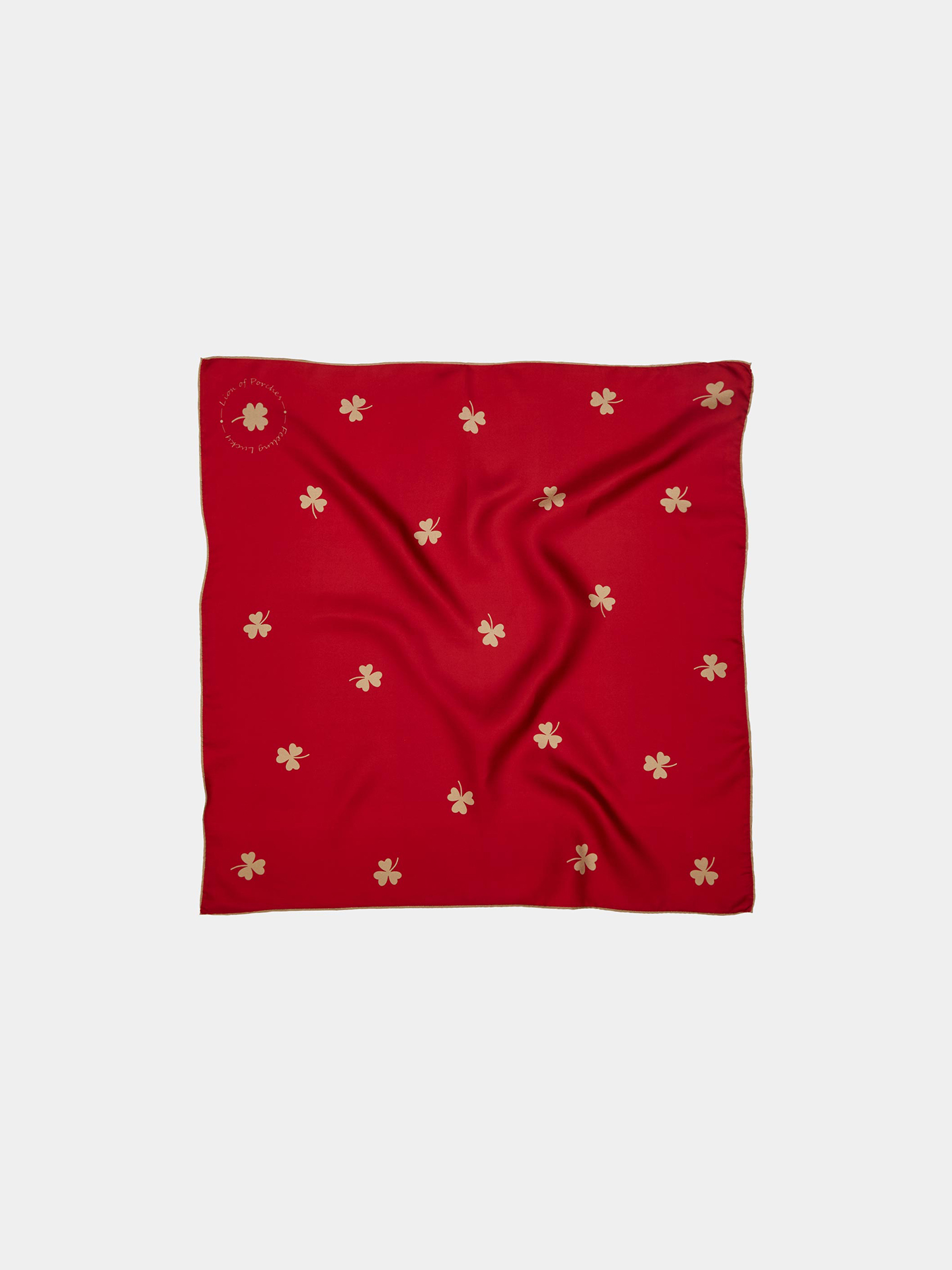 Lenço de Seda com Estampado de Trevos