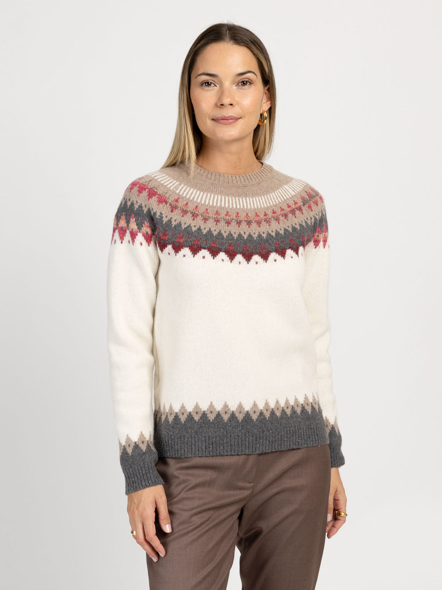 Camisola de Lã com Padrão Geométrico