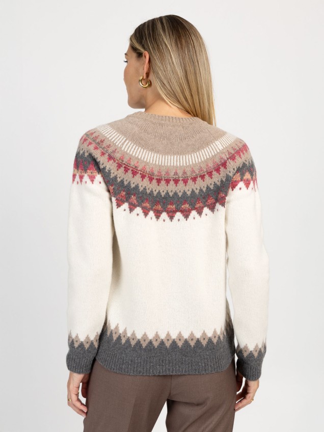 Camisola de Lã com Padrão Geométrico