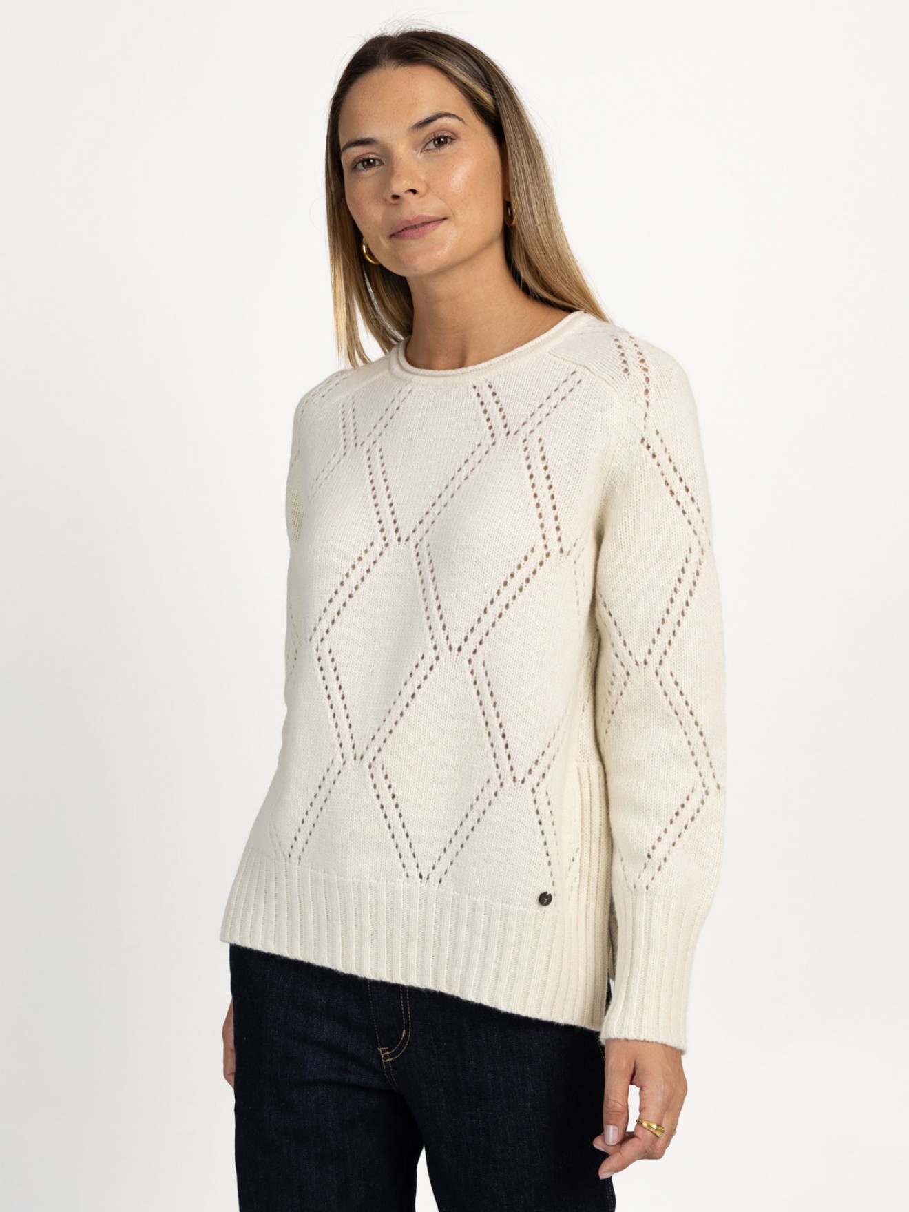 Camisola de Malha com Padrão Losango