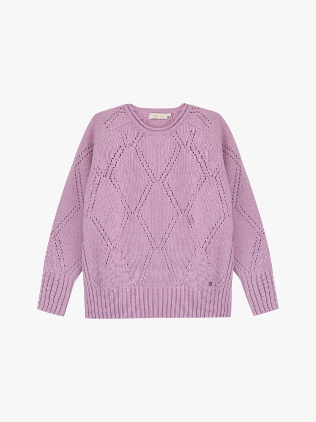 Camisola de Malha com Padrão Losango