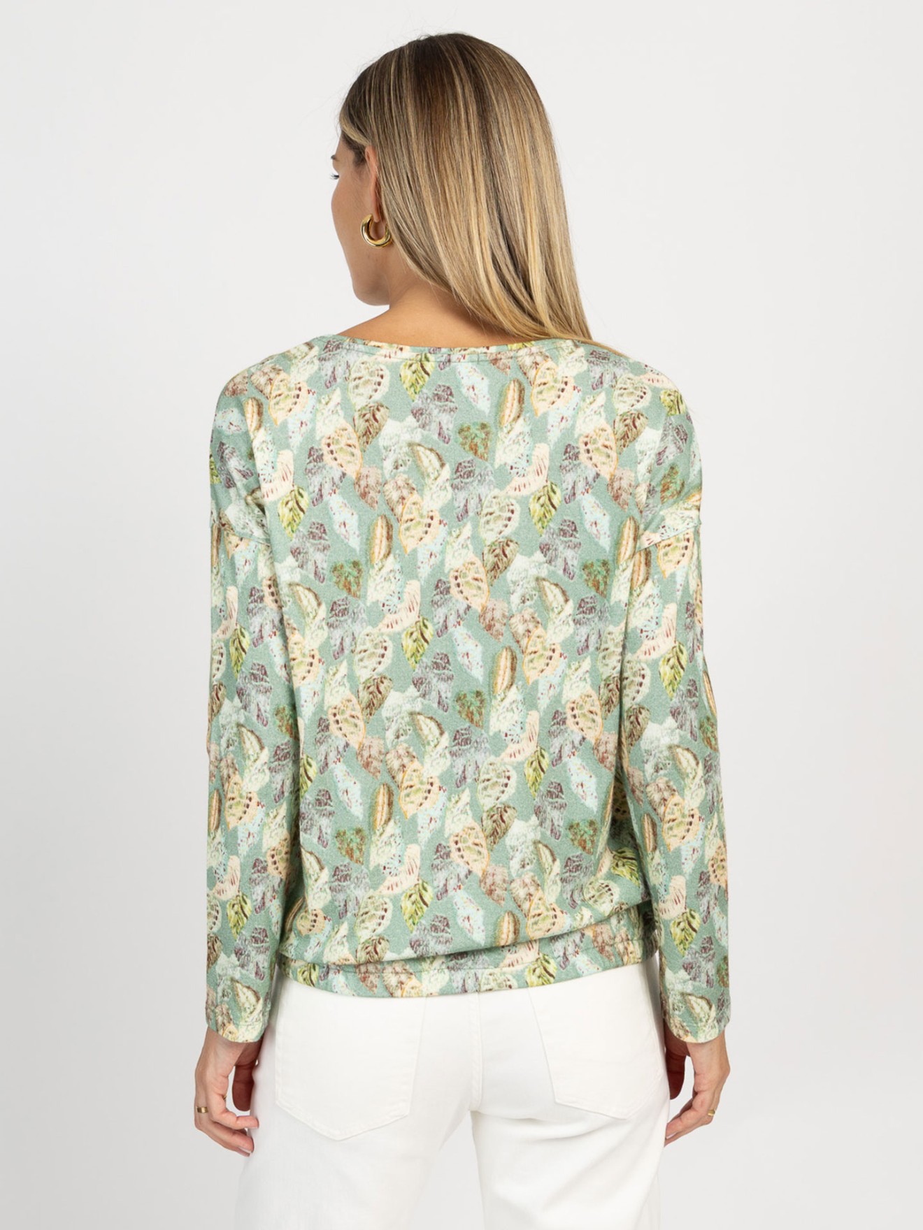Blusa com Padrão de Folhas