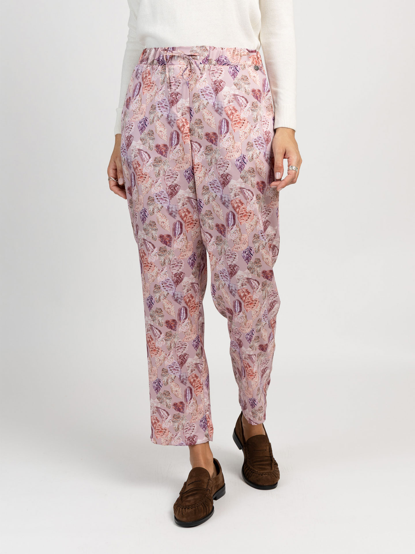 Calças com Padrão e Cintura Elástica