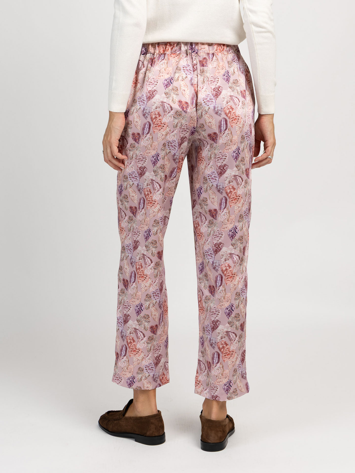 Calças com Padrão e Cintura Elástica