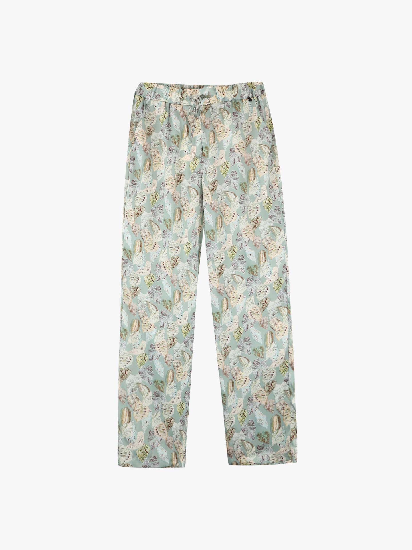 Calças com Padrão e Cintura Elástica