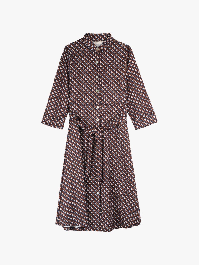 Vestido Camiseiro com Padrão Geométrico