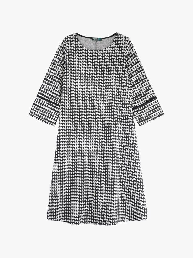 Vestido com Padrão Pied-de-Poule