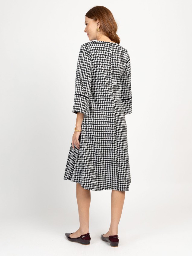 Vestido com Padrão Pied-de-Poule