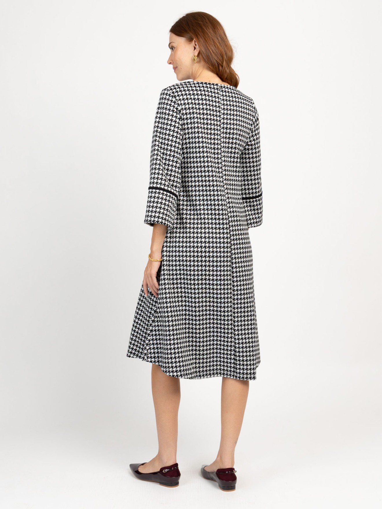 Vestido com Padro Pied-de-Poule