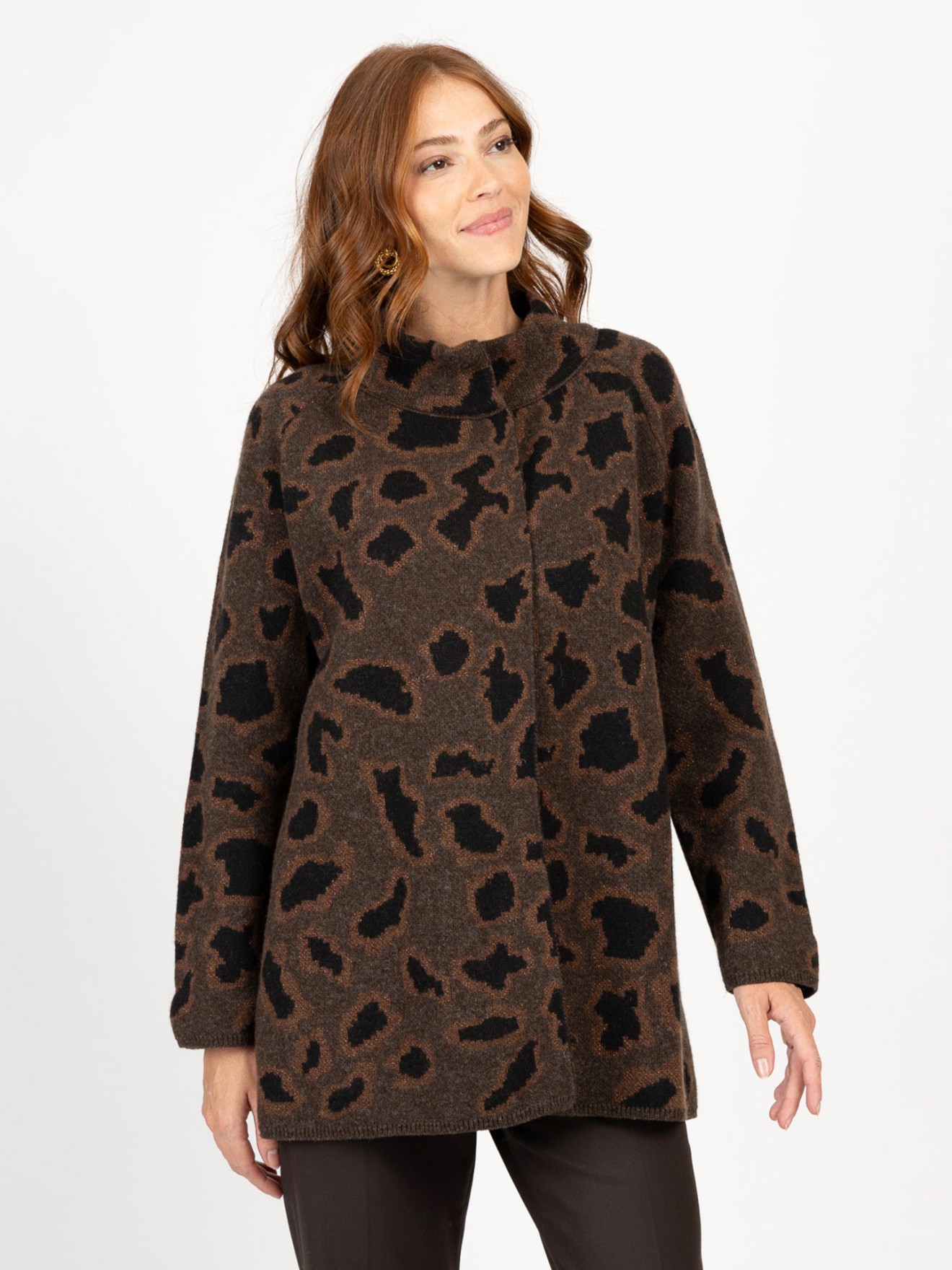 Casaco de Malha com Padro Animal Print