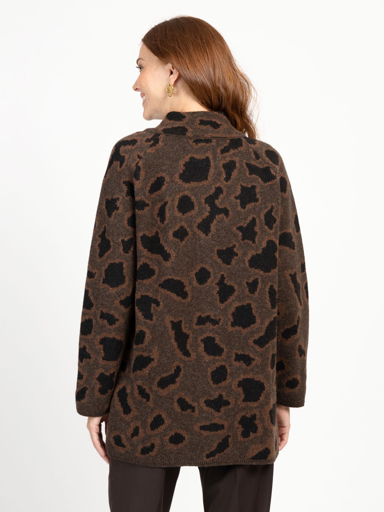 Casaco de Malha com Padro Animal Print