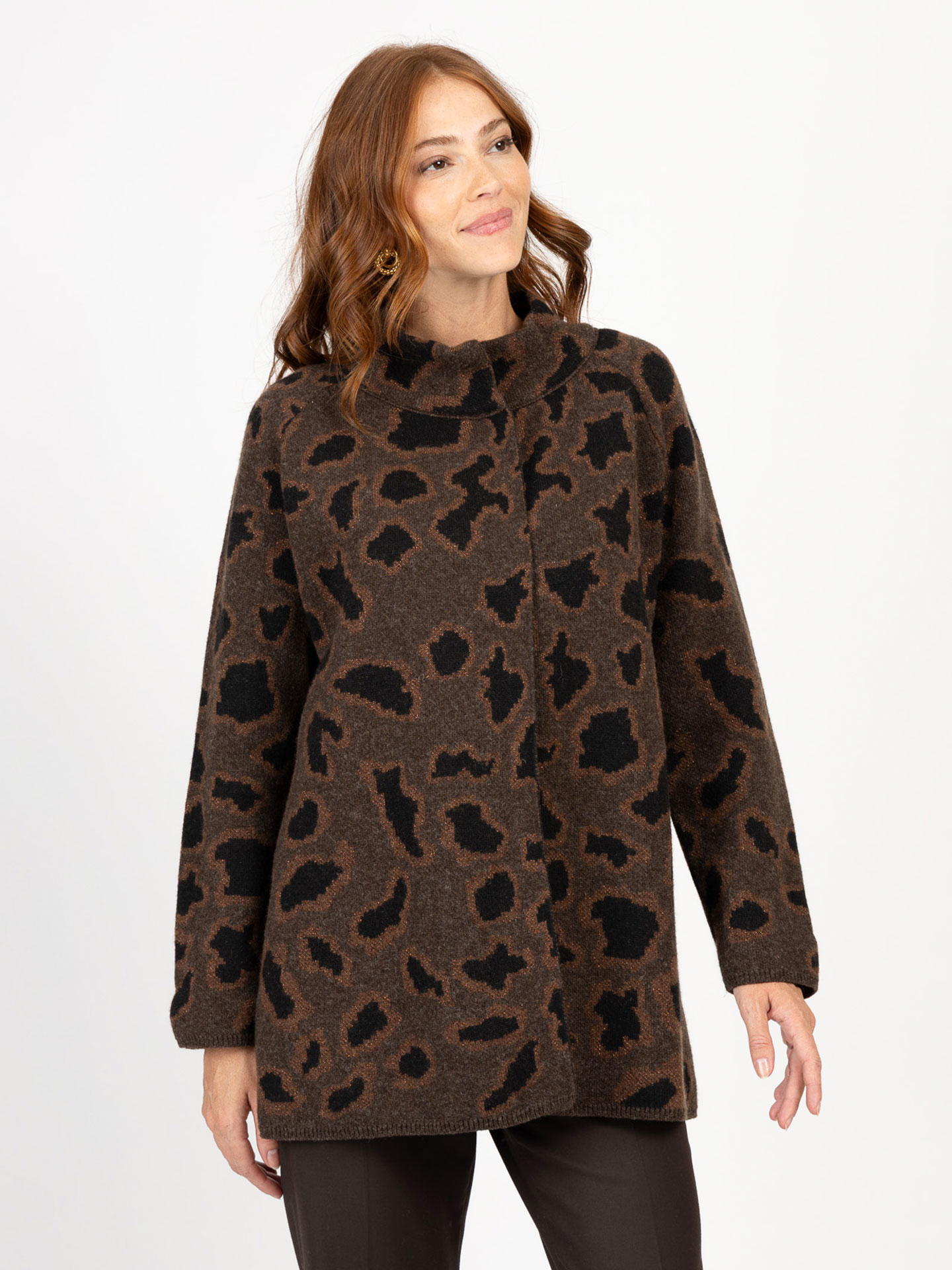 Casaco de Malha com Padrão Animal Print