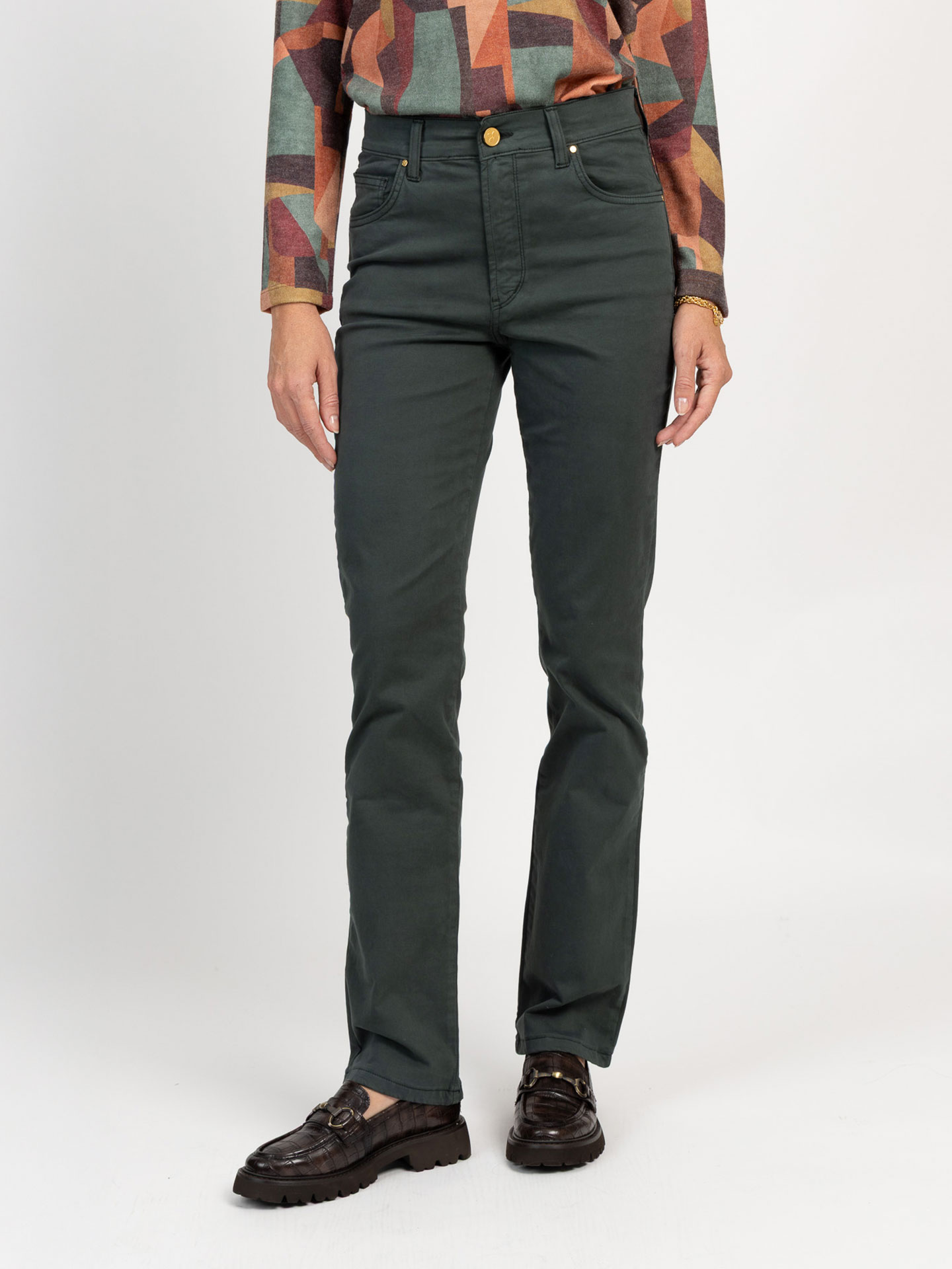 Calças de Sarja Straight Fit