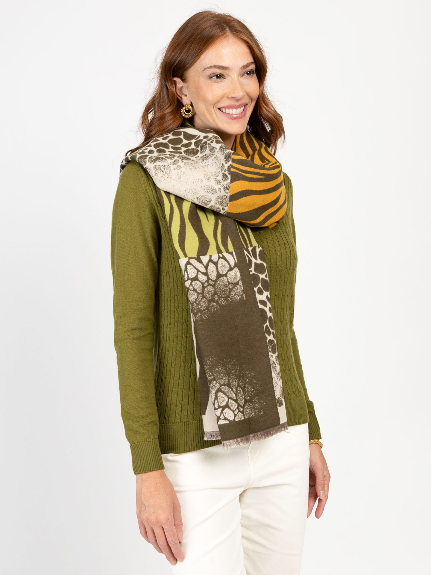 Echarpe Retangular com Padrão Animal