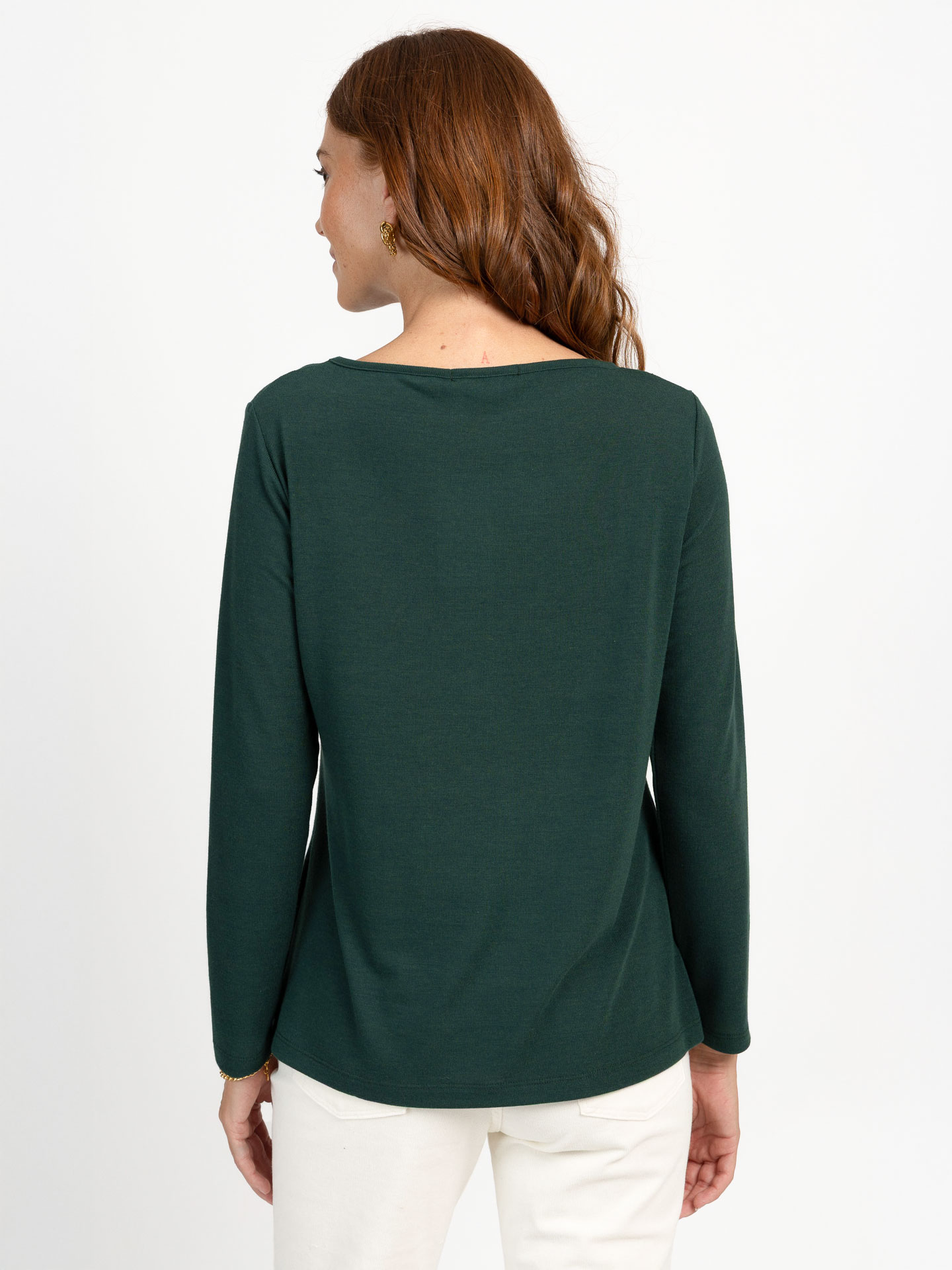 Camisola de Malha Comprida com Decote Barco