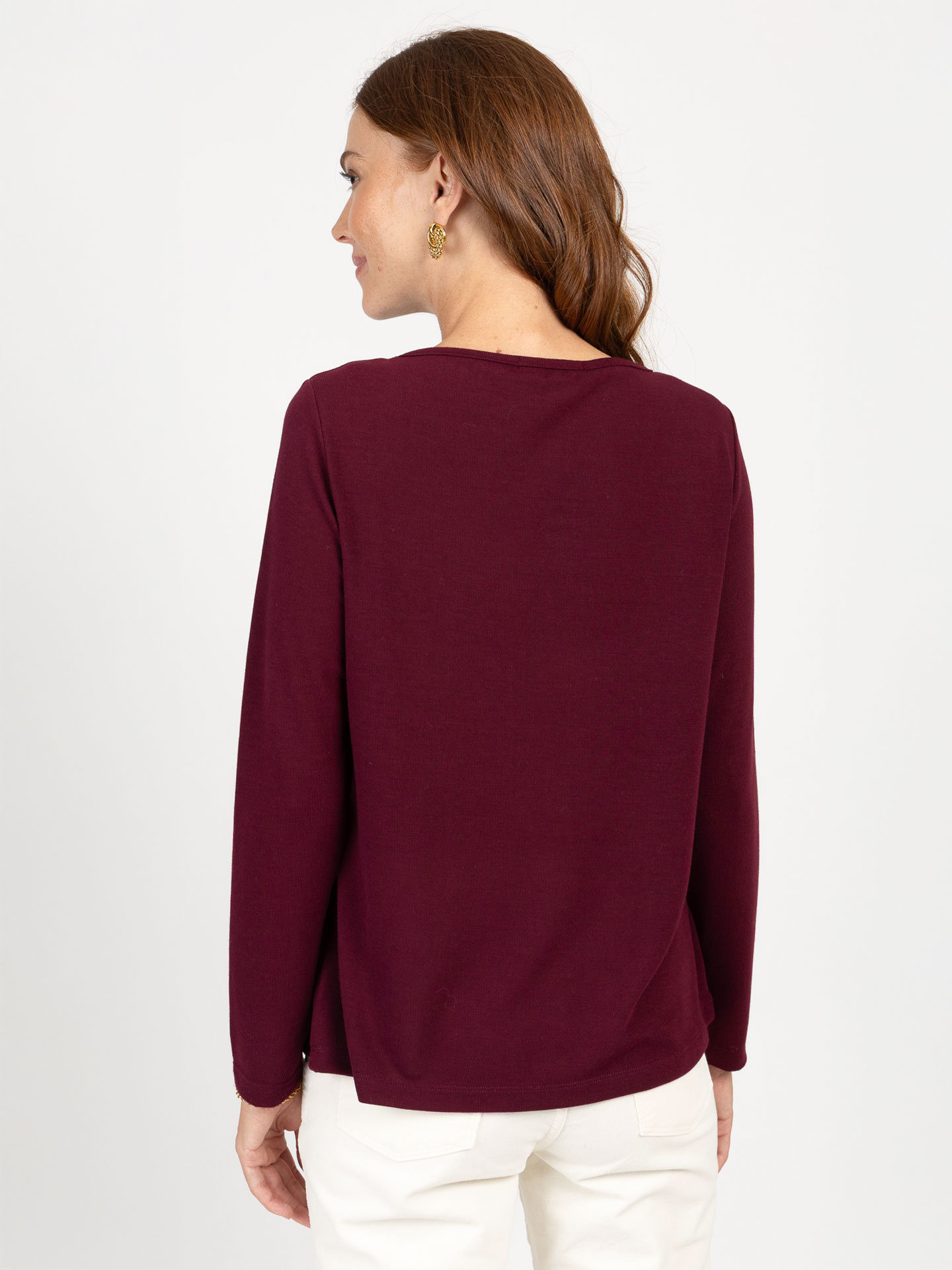 Camisola de Malha Comprida com Decote Barco