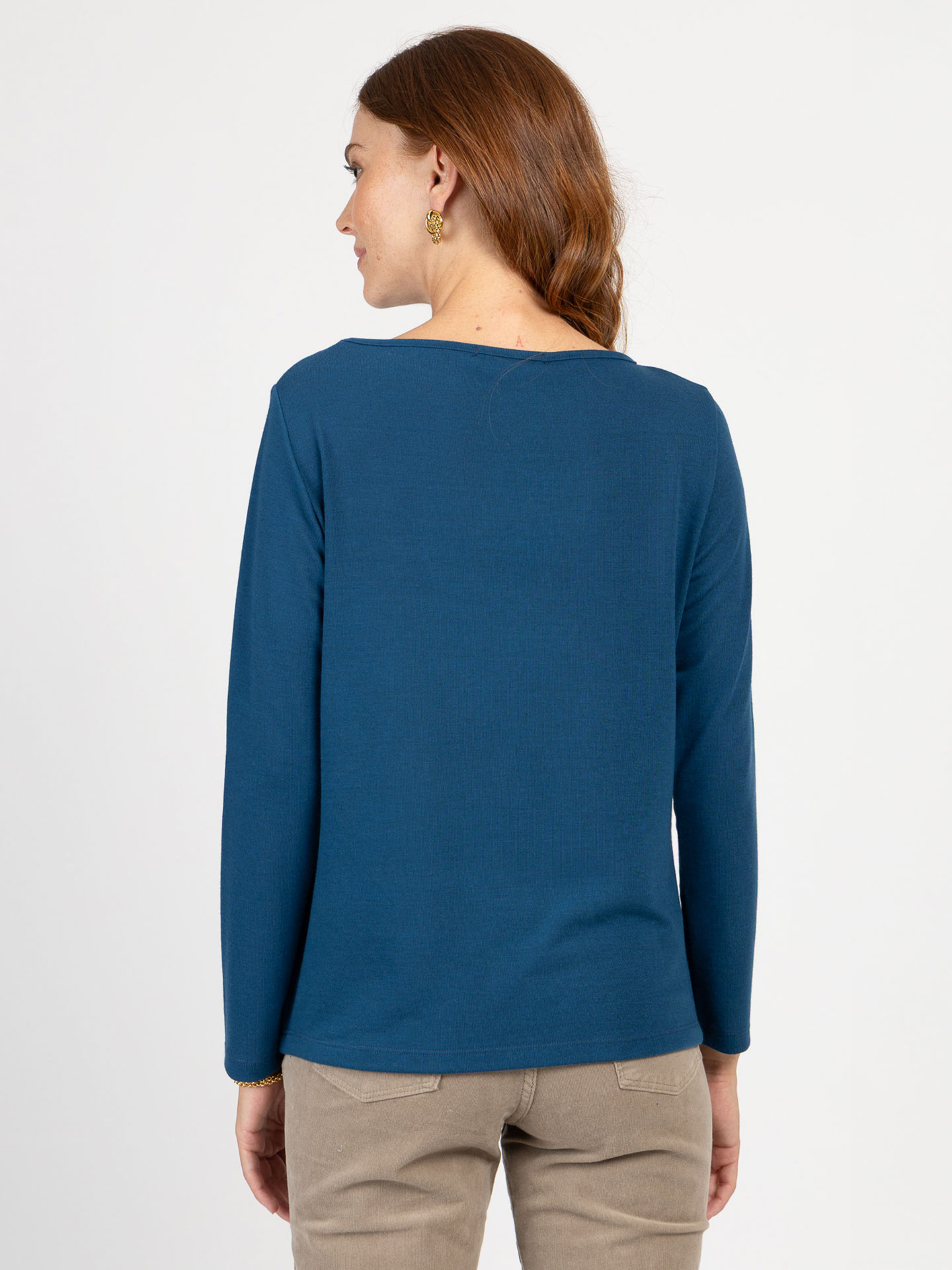 Camisola de Malha Comprida com Decote Barco