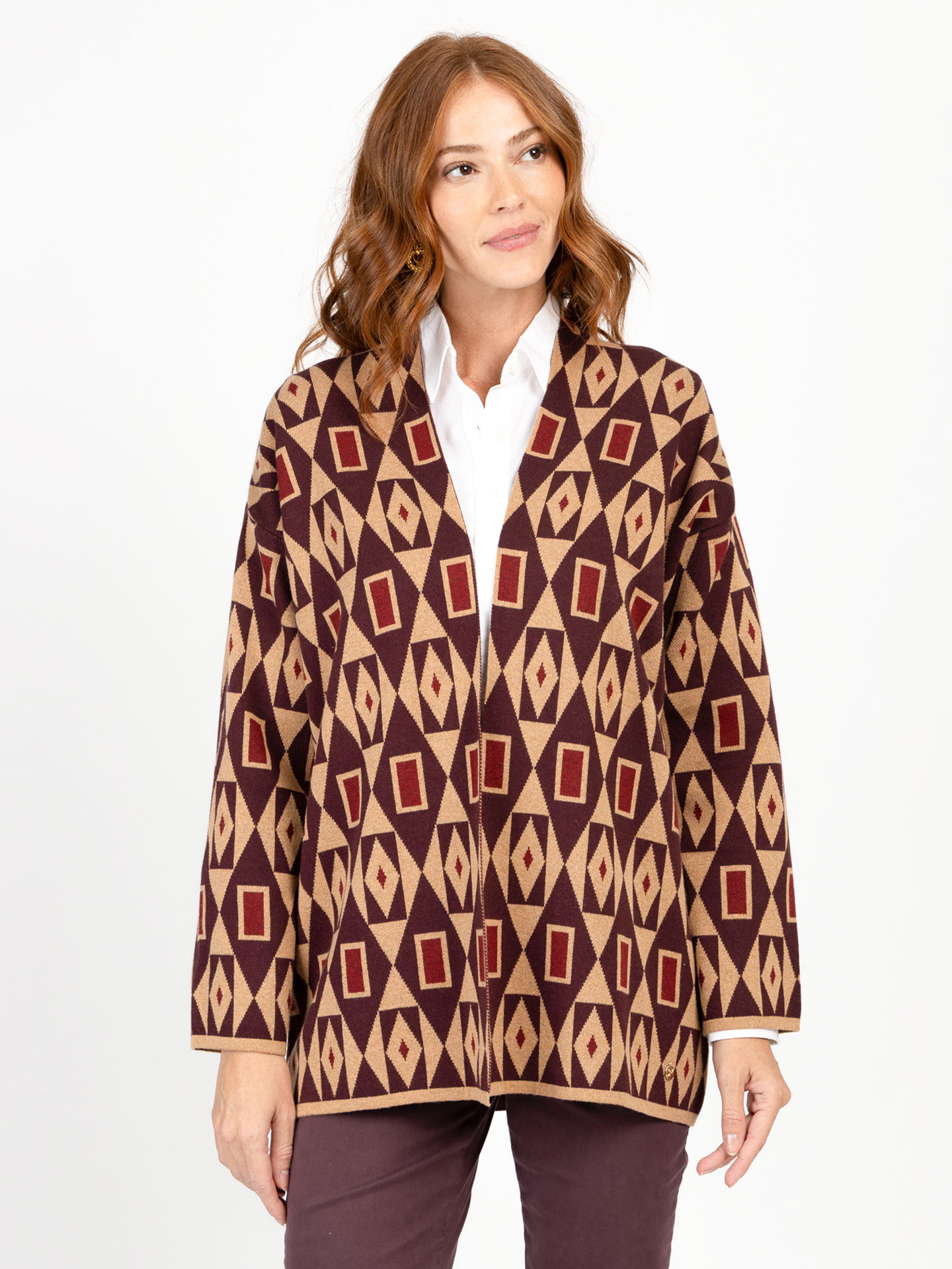 Casaco de Malha com Padrão Geométrico