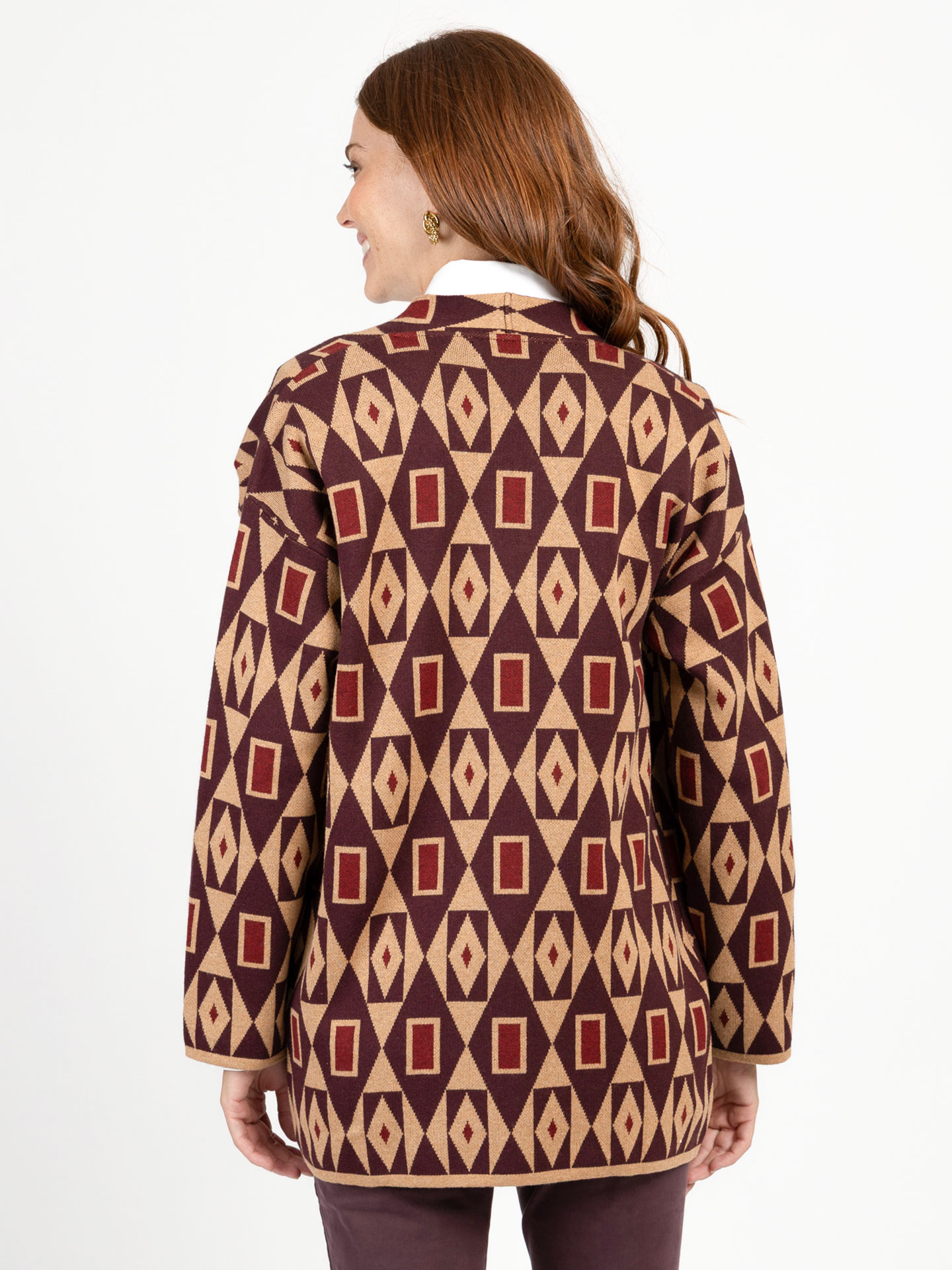 Casaco de Malha com Padrão Geométrico