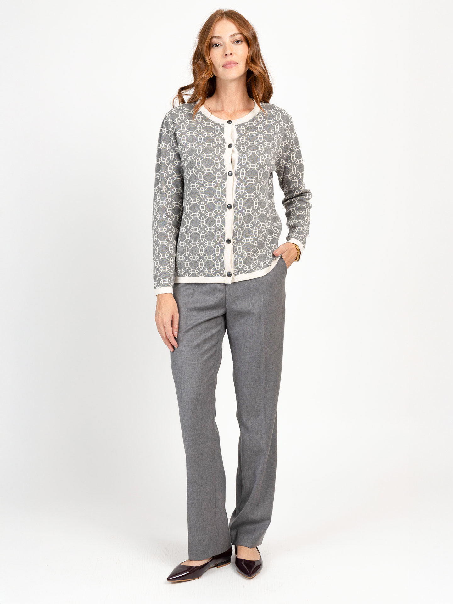 Casaco de Malha com Padrão Geométrico