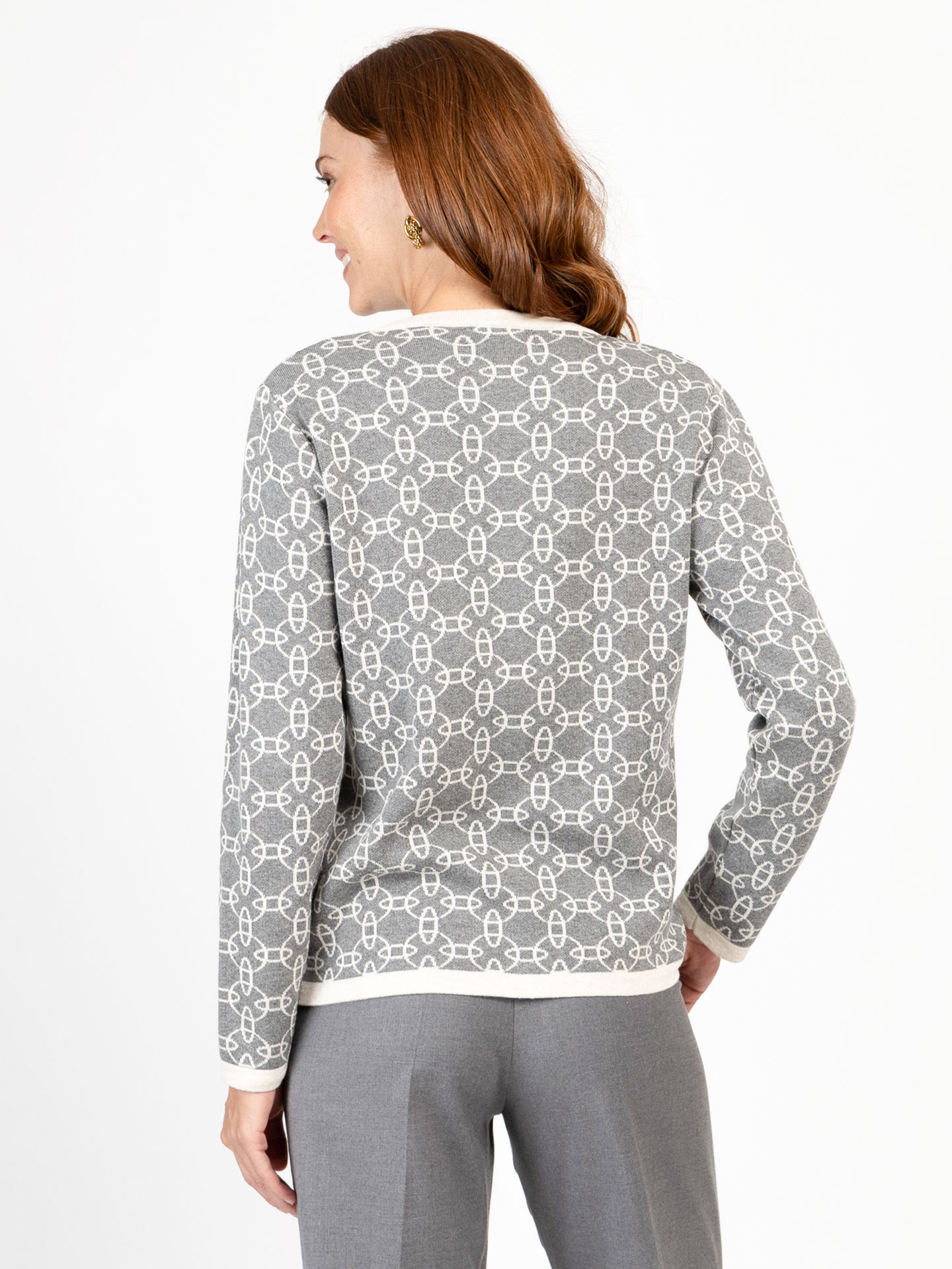 Casaco de Malha com Padrão Geométrico