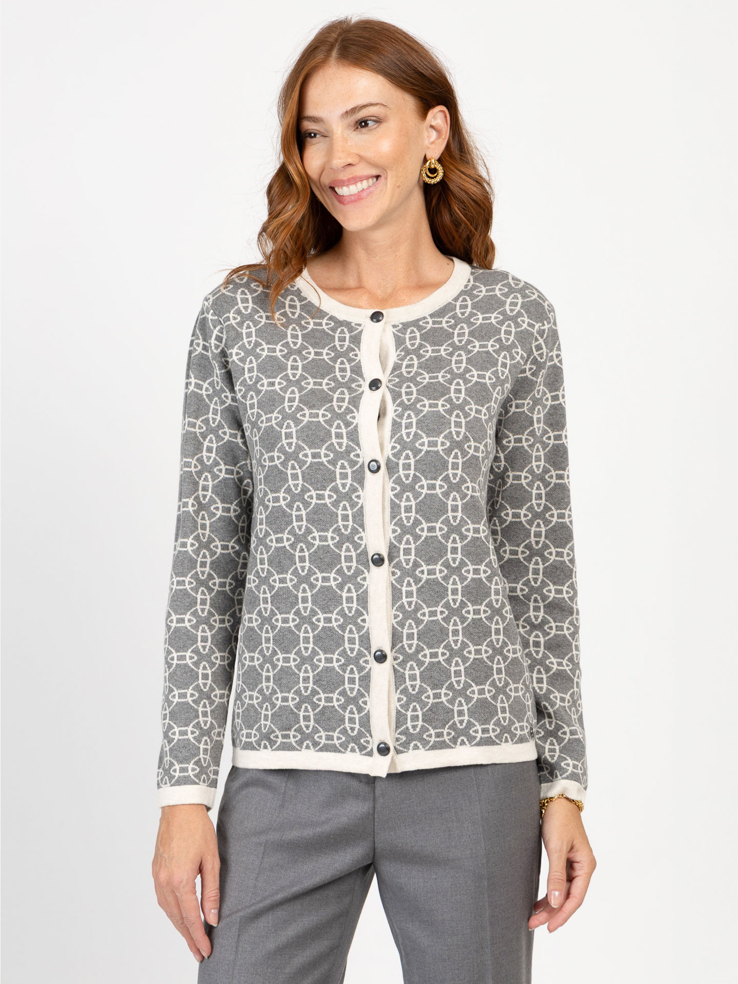 Casaco de Malha com Padrão Geométrico