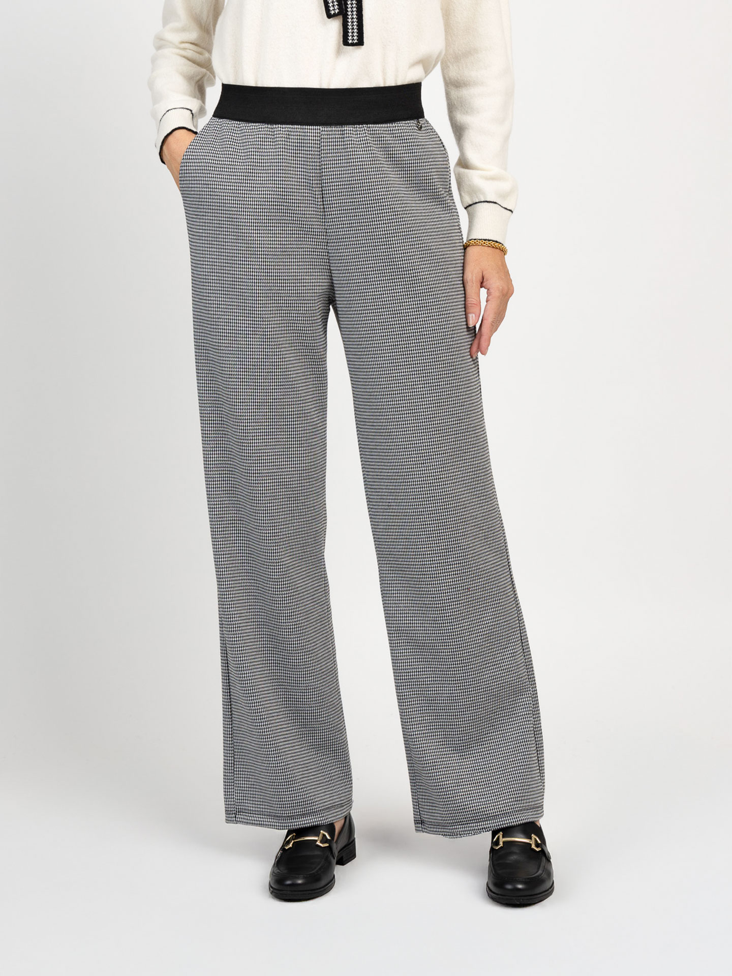 Calças Wide Leg em Malha