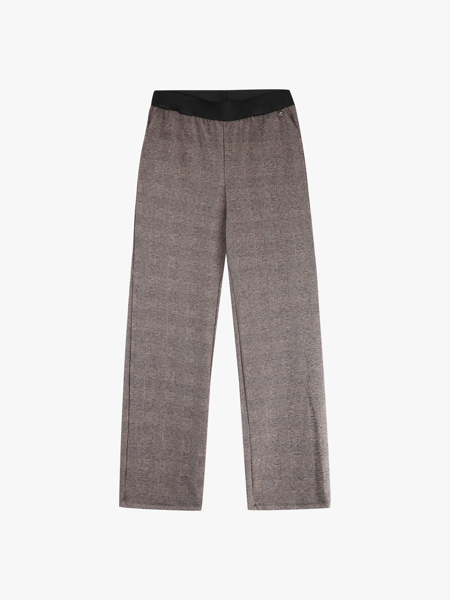 Calças de Malha Xadrez com Cintura Elástica