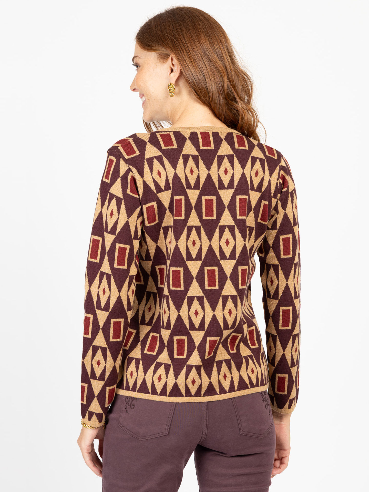 Camisola de Malha com Padrão Geométrico