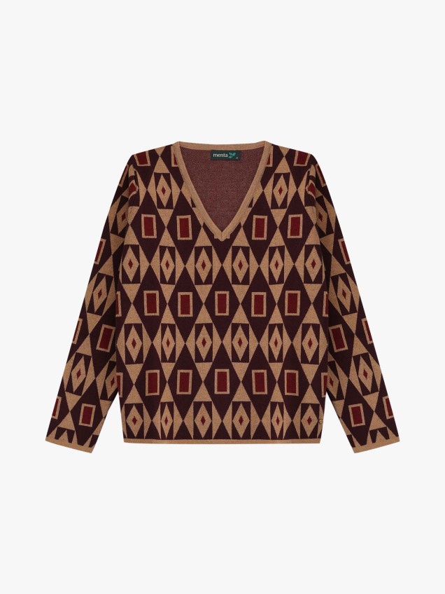 Camisola de Malha com Padrão Geométrico