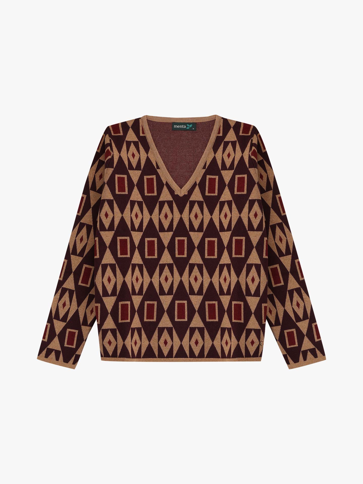 Camisola de Malha com Padrão Geométrico