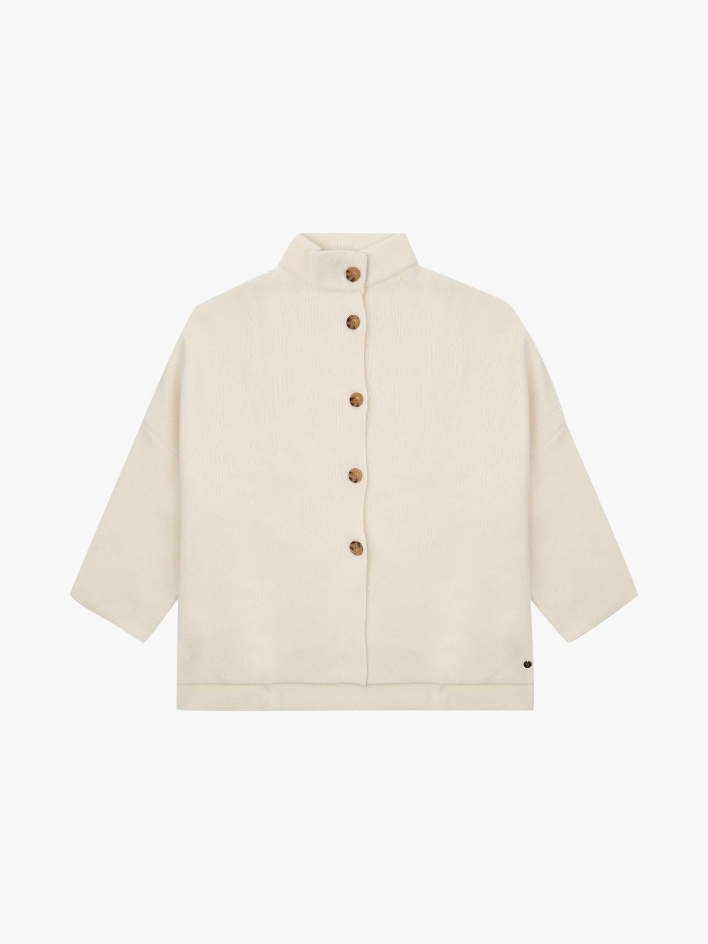 Quimono de Malha com Gola Alta e Botões