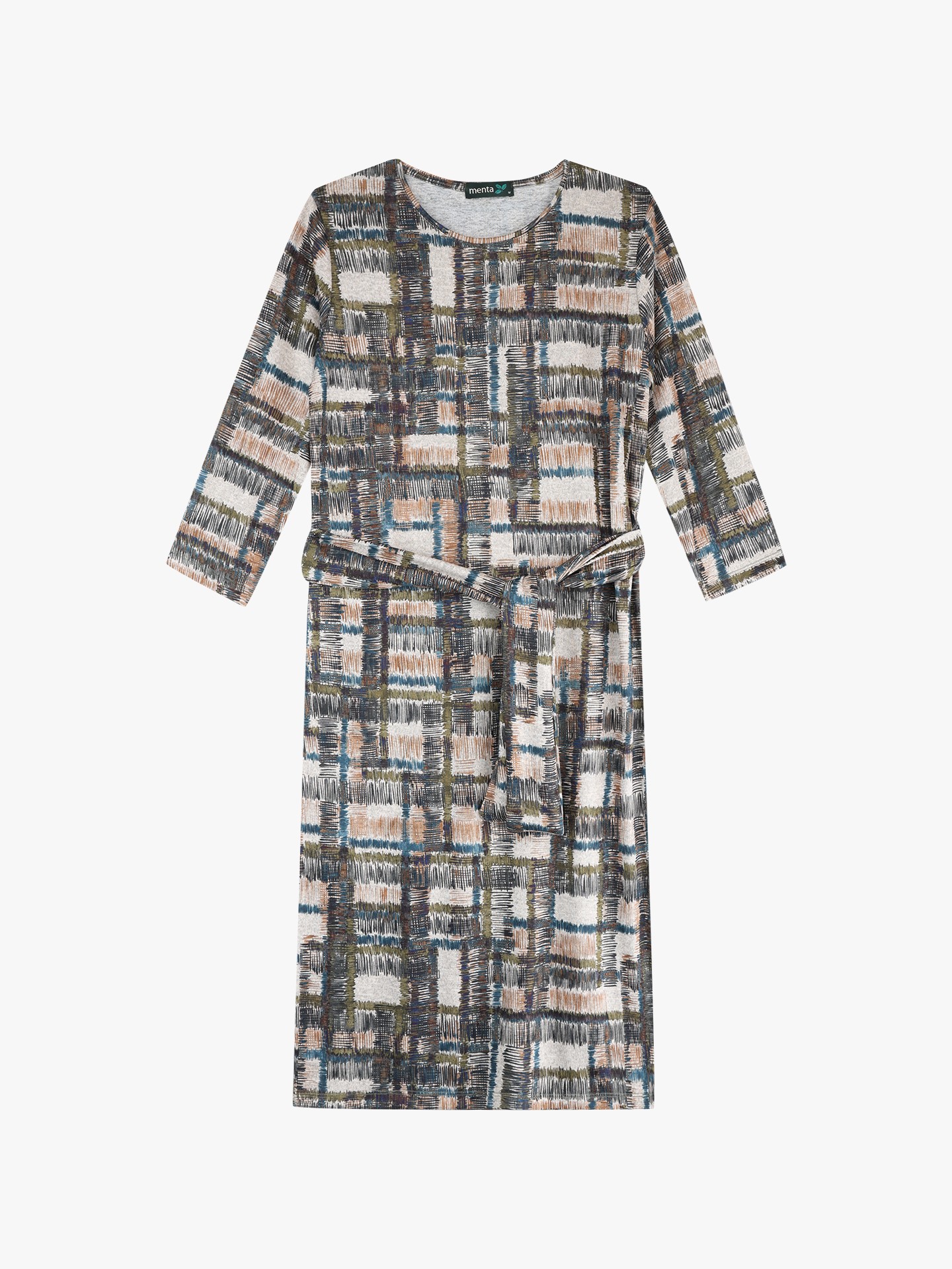 Vestido Midi com Padrão Xadrez Abstrato