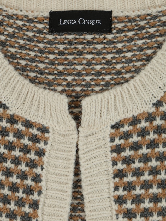 Casaco Curto de Malha com Padrão