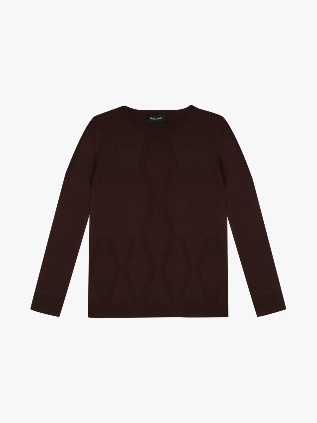 Camisola de Malha com Padro de Losangos