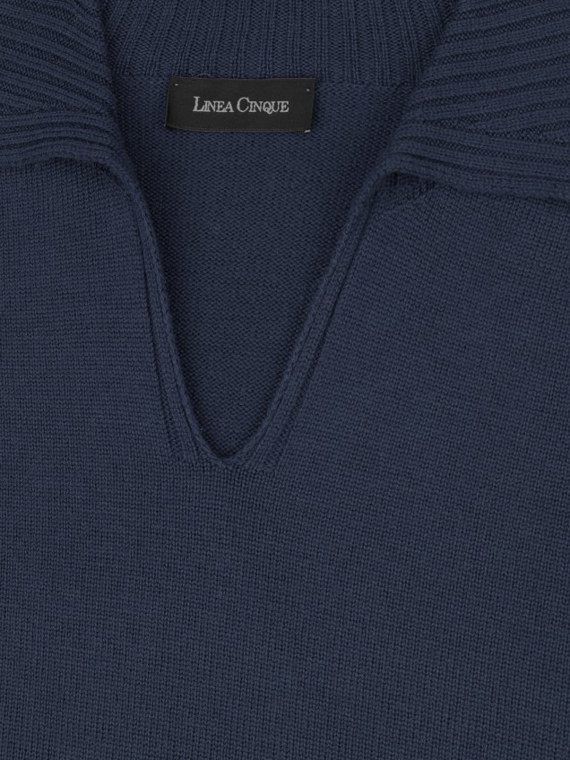 Camisola de Malha com Gola Aberta em V