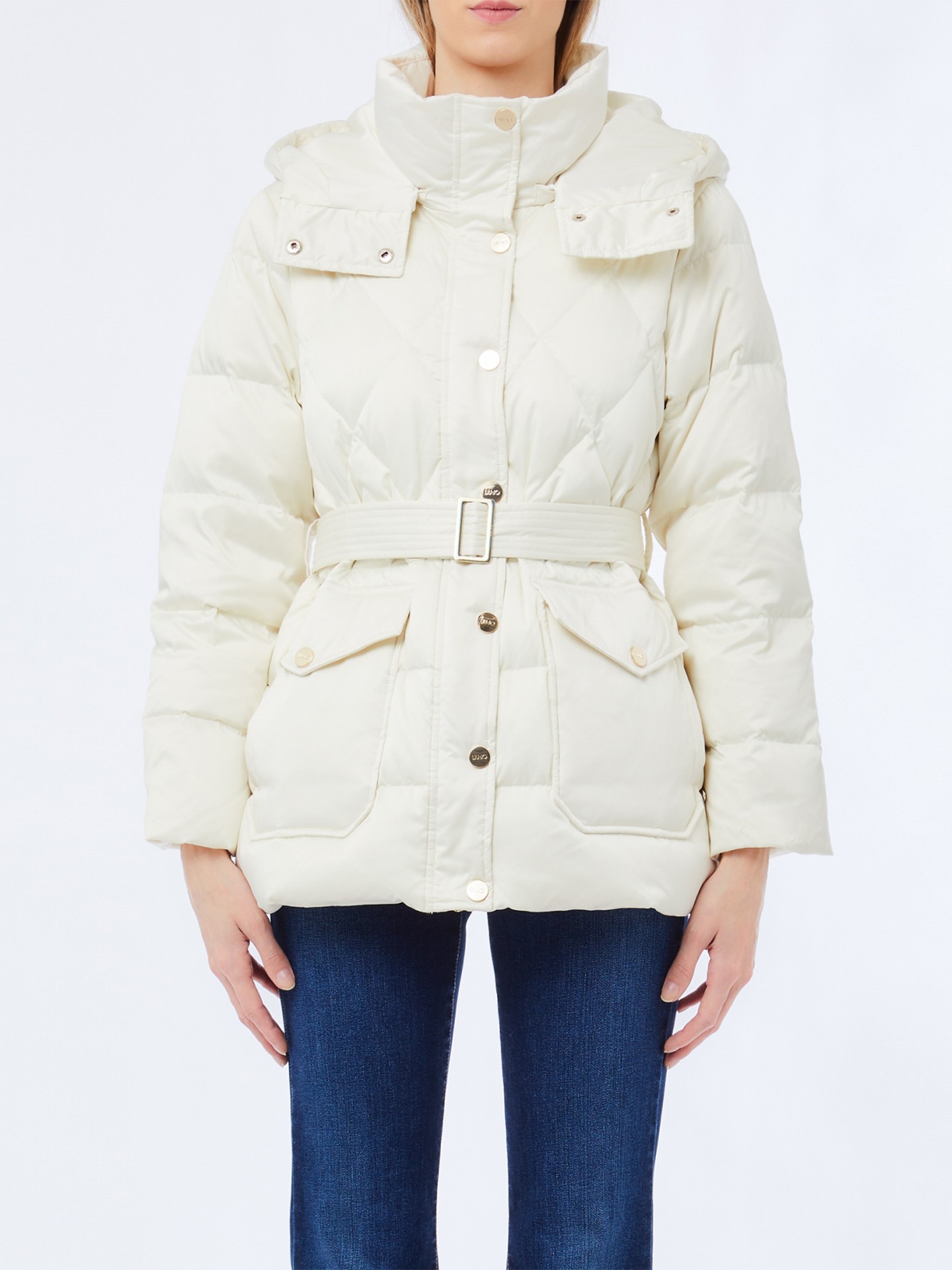 Parka Acolchoada com Capuz e Cinto