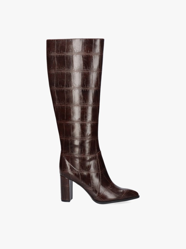 Bota de Cano Alto Efeito Crocodilo