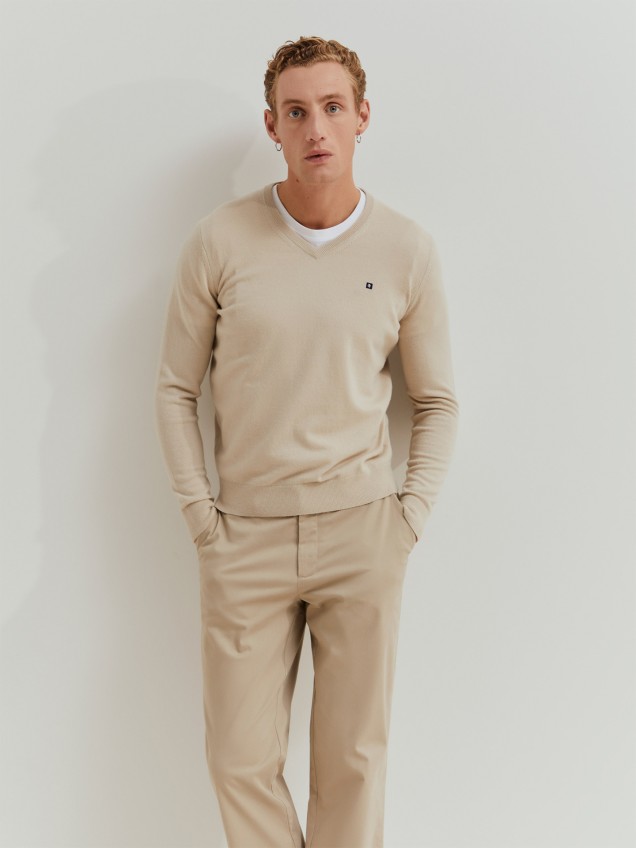 Pullover de Malha com Decote em V