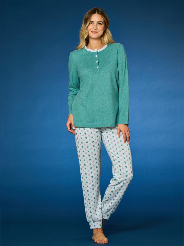 Pijama em Algodão com Manga Comprida