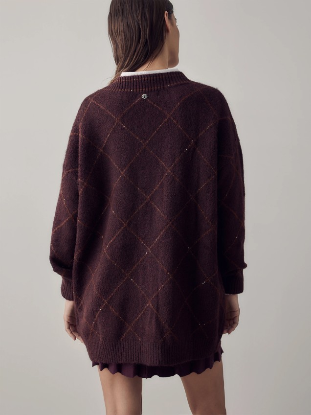 Casaco de Malha com Padrão Losangos