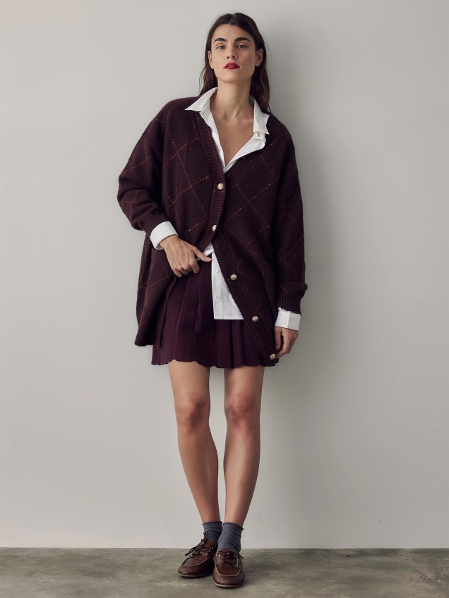 Casaco de Malha com Padrão Losangos