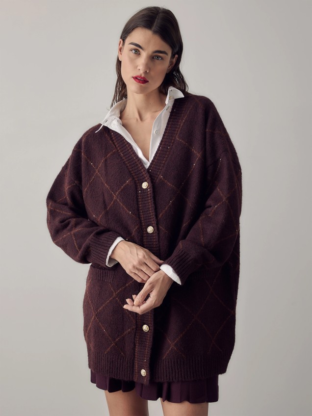 Casaco de Malha com Padro Losangos