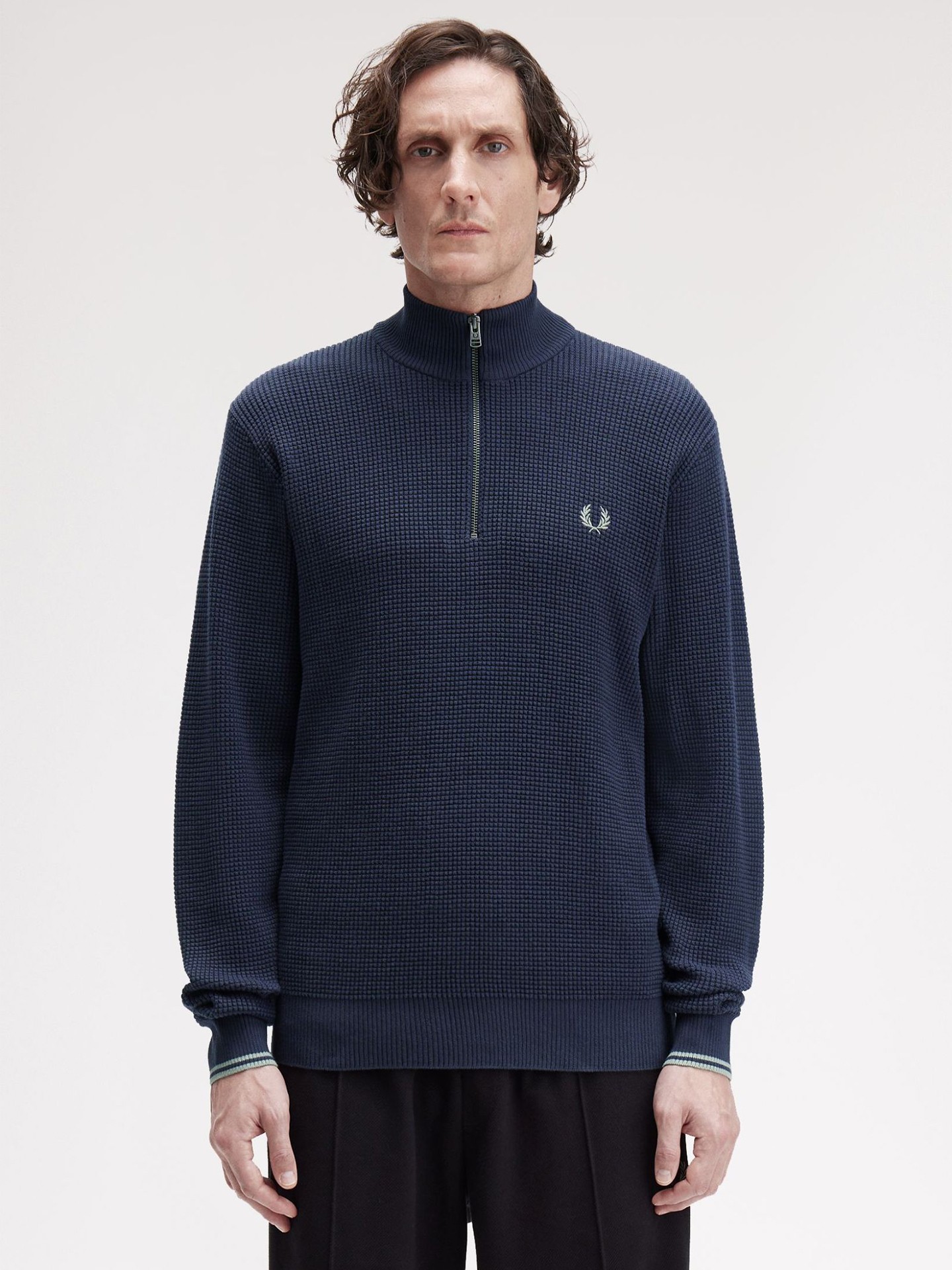 Camisola Waffle com Meio Fecho K8557