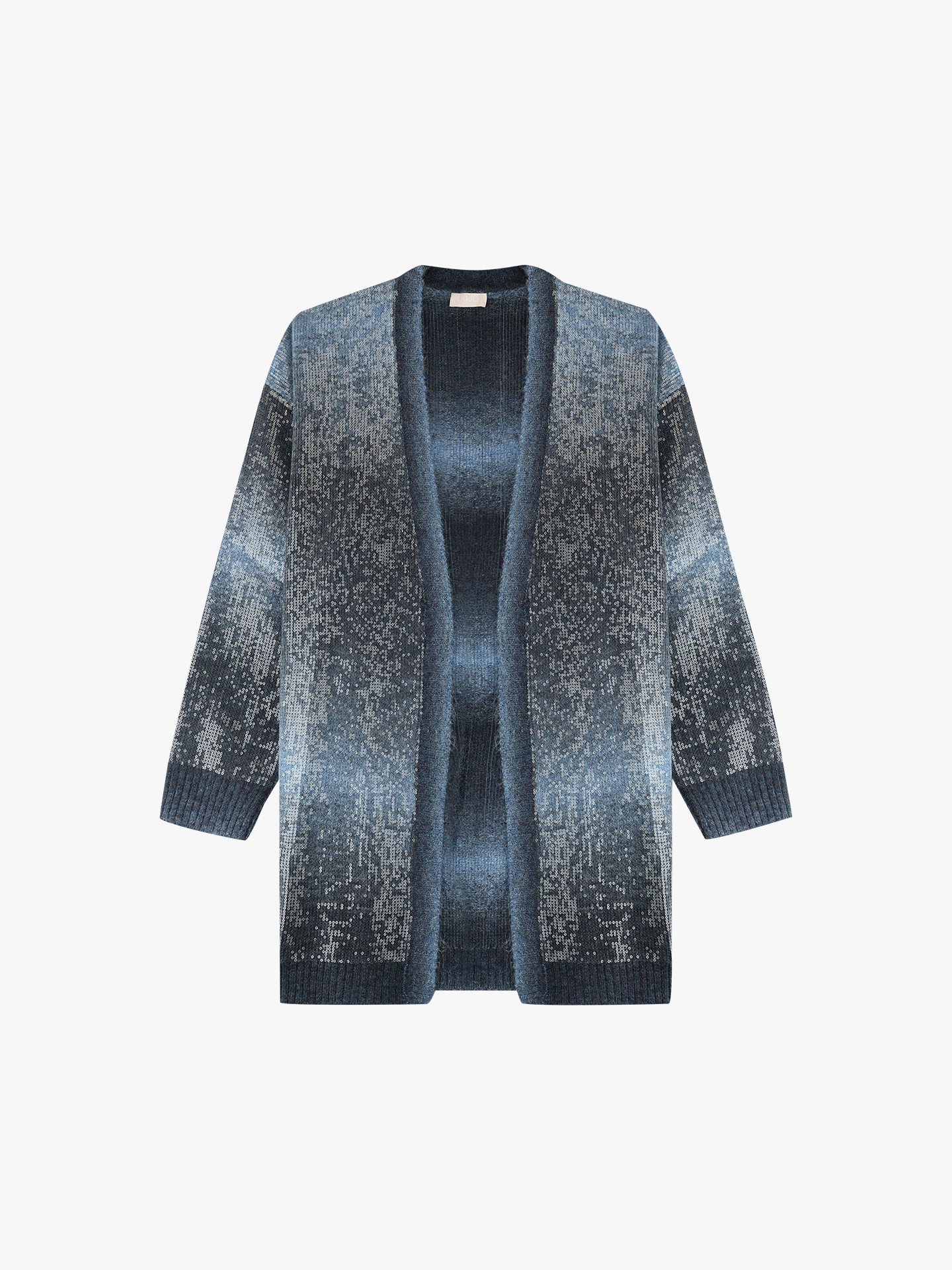 Casaco Comprido de Malha com Padrão Degradé de Lantejoulas